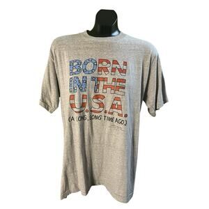 Vintage Shoebox Greetings “Born In The U.S.A. (A Long, Long Time Ago)” Tee Gray